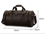 Handmade Business Zipper Genuine Leather Men's Outdoor Duffel Bag