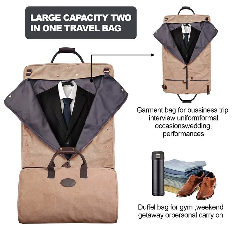 Handmade Canvas Duffel Bag with Leather Handles