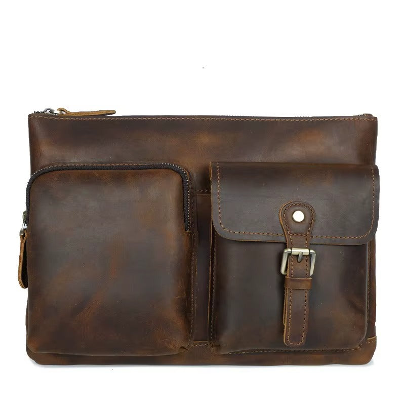 Men's Genuine Leather Crossbody Laptop Messenger Bag