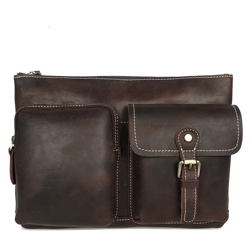 Men's Genuine Leather Crossbody Laptop Messenger Bag