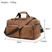 Unisex Zipper Full-Grain Leather Travel Spacious Duffel Bag