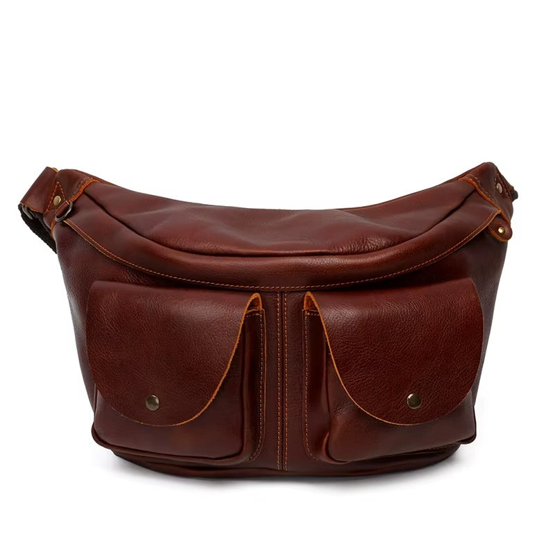 Men's Vintage Genuine Leather Chest Pack Bag