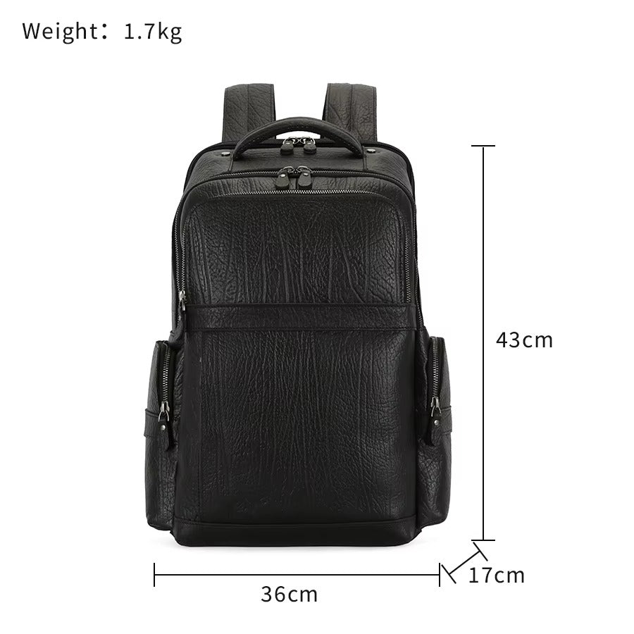 Men's Black Pebbled Leather Backpack — Braxton