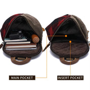 Men's Vintage Checkered Canvas Leather Crossbody Bag