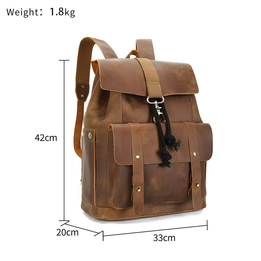 Men's Anti-theft Travel Laptop Backpack - Classic Leather