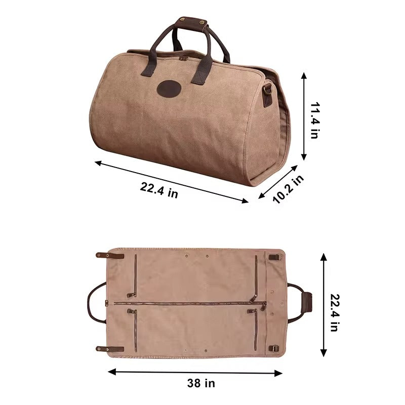 Handmade Canvas Duffel Bag with Leather Handles