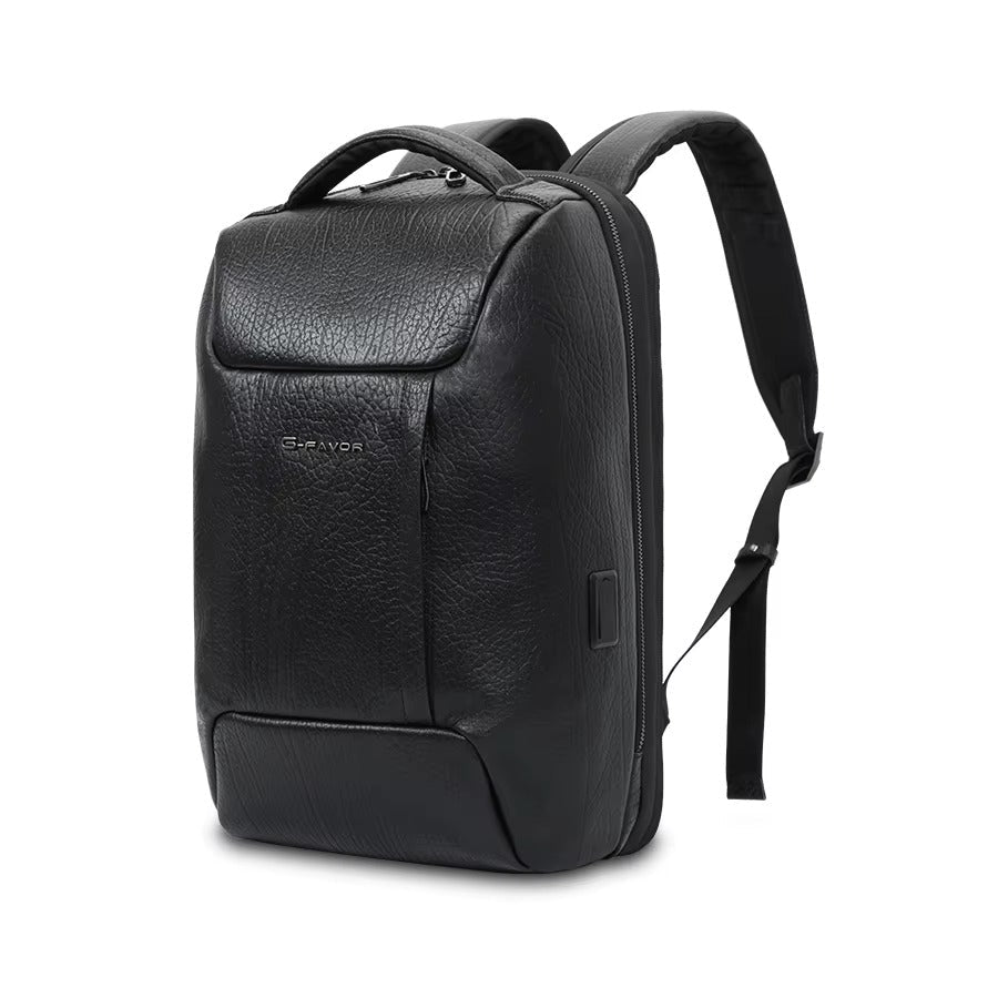 Men's Genuine Leather Anti-Theft Laptop Backpack with USB Port