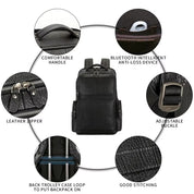 Men's Black Pebbled Leather Backpack — Braxton