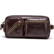 Handmade Genuine Leather Fanny Pack for Men, Multi-Zipper Crossbody Chest & Waist Bag