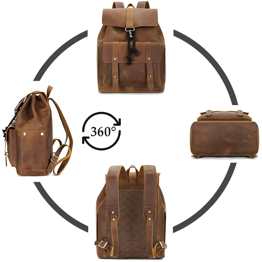 Men's Anti-theft Travel Laptop Backpack - Classic Leather