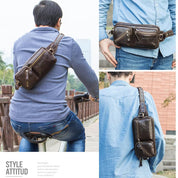 Handmade Genuine Leather Fanny Pack for Men, Multi-Zipper Crossbody Chest & Waist Bag
