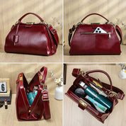 Handmade Full Grain Leather Crossbody Doctor Bag, Vintage Women’s Work Handbag