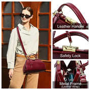 Handmade Full Grain Leather Crossbody Doctor Bag, Vintage Women’s Work Handbag