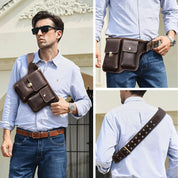 Handmade Punk Style Genuine Leather Men's Waist Belt Bag - Leather Fanny Pack