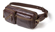 Handmade Genuine Leather Fanny Pack for Men, Multi-Zipper Crossbody Chest & Waist Bag