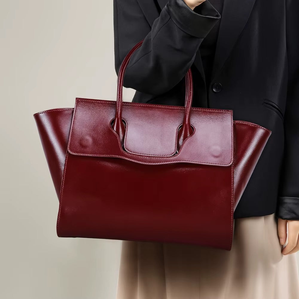 Handmade Full Grain Leather Work Handbag for Women, Vintage Multi-Compartment Laptop Bag