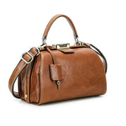 Handmade Genuine Leather Work Bag for Women, Work Handbag with Lock & Pendant