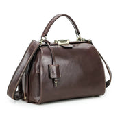 Handmade Genuine Leather Work Bag for Women, Work Handbag with Lock & Pendant