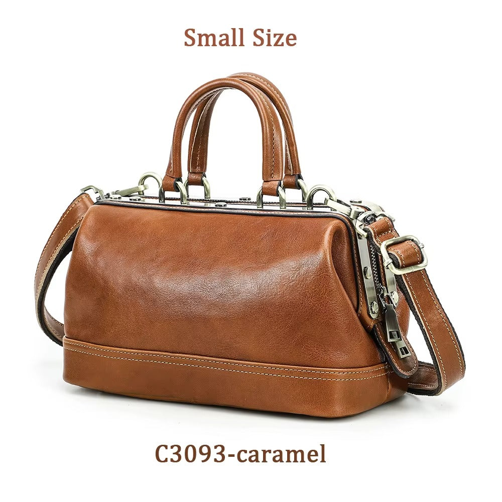 Handmade Vintage Full Grain Leather Handbag for Women with Cotton Lining