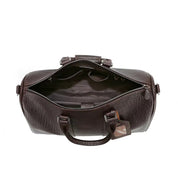 Men's Dark Brown Pebbled Leather Duffel Bag — Benington