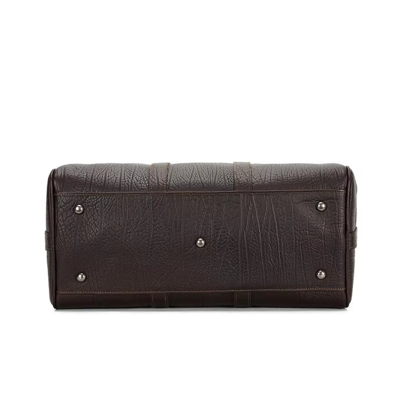 Men's Dark Brown Pebbled Leather Duffel Bag — Benington