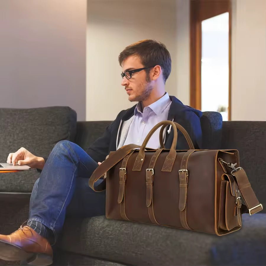 Rustic Leather Duffle Bag - A Timeless Classic