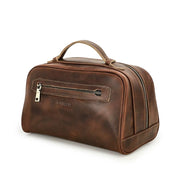 Men's Handheld Leather Toiletry Bag - Distressed Grooming Kit