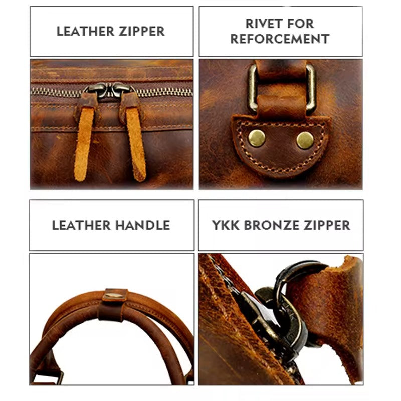 Men's Handmade Leather Travel Duffel Bag