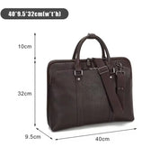Premium Leather Waterproof Unisex Laptop Briefcase - Fits Laptops
