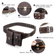 Handmade Punk Style Genuine Leather Men's Waist Belt Bag - Leather Fanny Pack