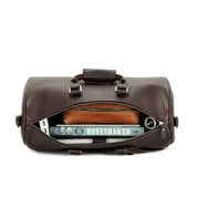 Men's Dark Brown Pebbled Leather Duffel Bag — Benington
