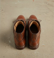 Handmade Men's Brown Wingtip Brogue Leather Boots