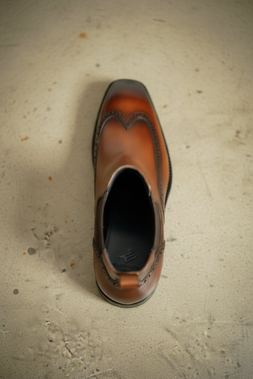 Handcrafted Brown Wingtip Chelsea Boots