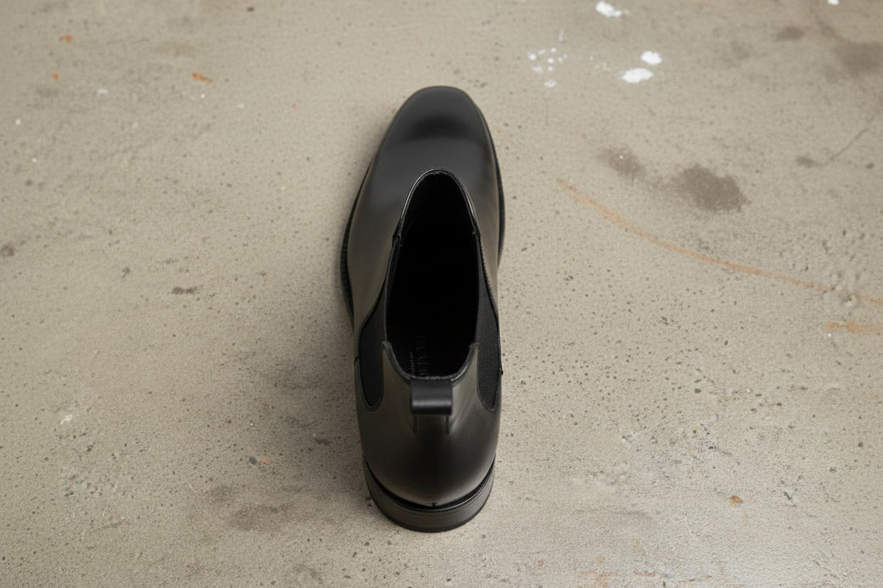 Handcrafted Black Leather Chelsea Boots for Men