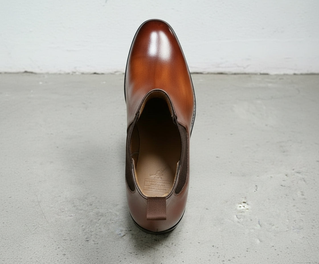 Handmade Men's Brown Leather Chelsea Boots