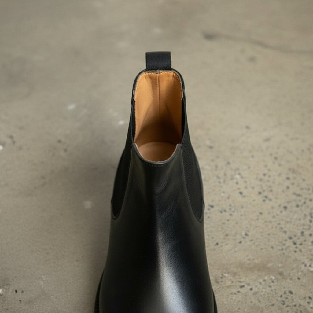 Handcrafted Black Leather Chelsea Boots for Men