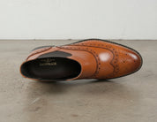 Handmade Tan Leather Wingtip Brogue Chelsea Boots