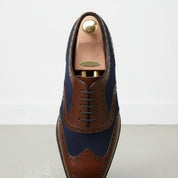 Handmade Men Two Tone Wingtip Brogue Formal Shoes ; Men Brogue Business Shoes
