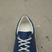 Men's Navy Blue Lace-Up Leather Sneakers