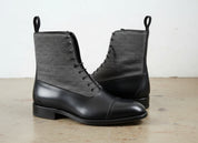 Men's Handmade Two Tone Cap Toe Ankle Lace Up Boots
