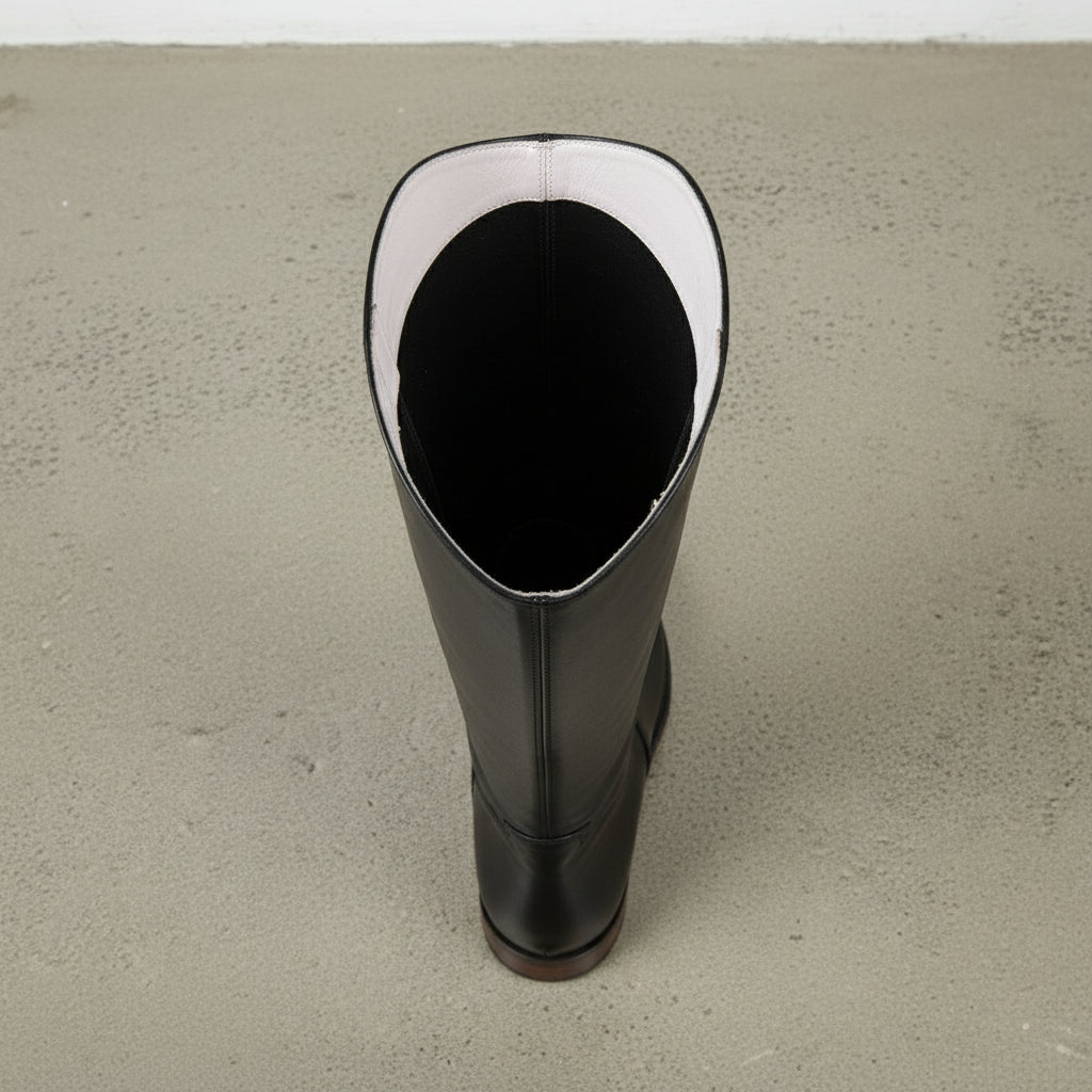 interior-view - Women's Handmade Black Knee-High Leather Classic Riding Boots