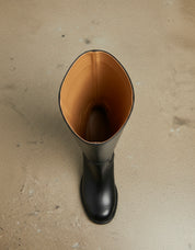 interior-view - Women's Handmade Black Knee-High Riding Leather Boots