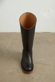 interior-view - Women's Handmade Black Knee-High Riding Leather Boots