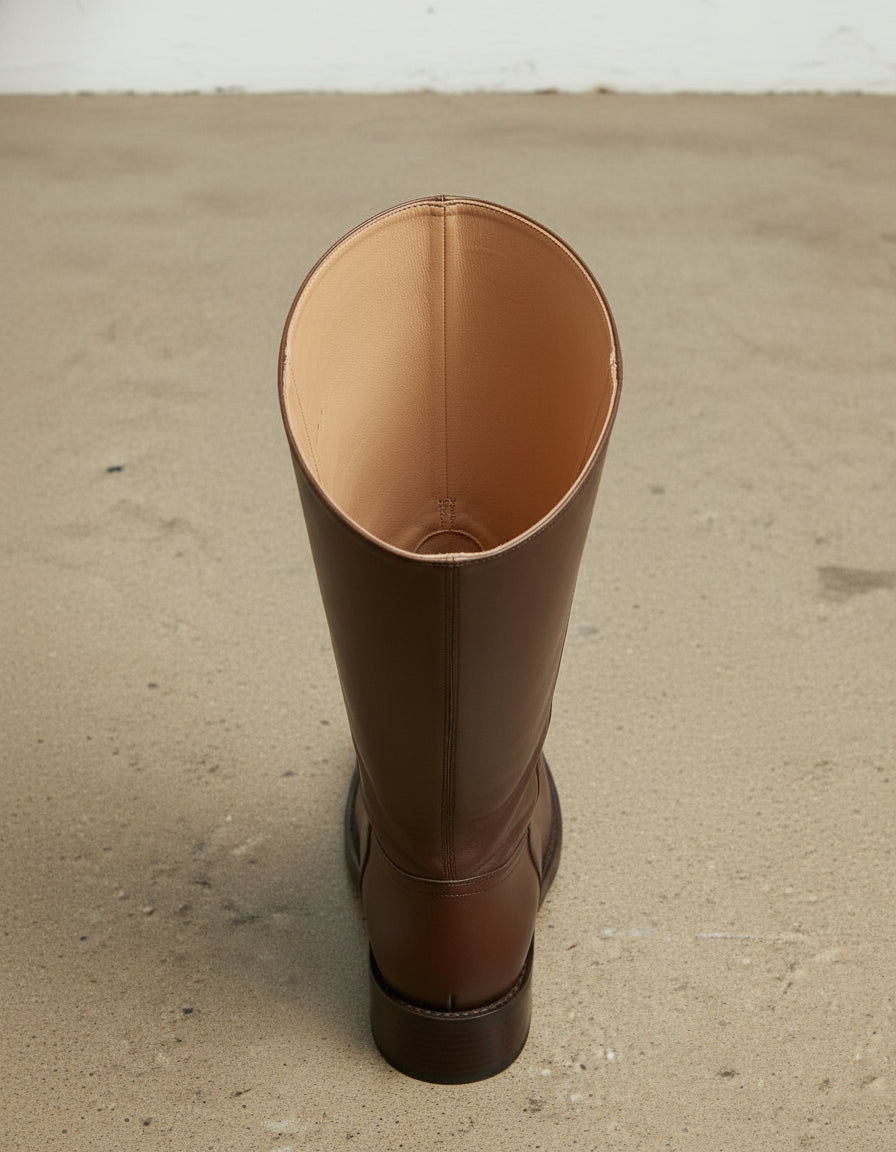 interior-view - Women's Handmade Brown Knee-High Leather Riding Boots