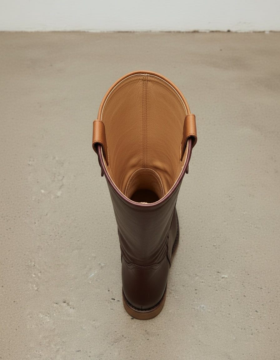 interior-view - Women's Handmade Burgundy Leather Roper Mid-Calf Boots