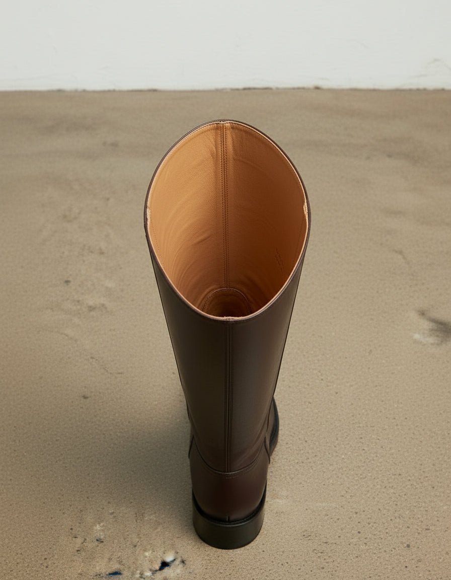 interior-view - Women's Handmade Chocolate Knee-High Leather Chelsea Boots