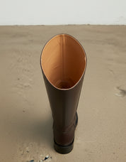 interior-view - Women's Handmade Chocolate Knee-High Leather Chelsea Boots