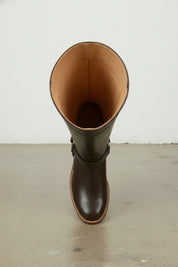 interior-view - Women's Handmade Chocolate Knee-High Riding Leather Boots