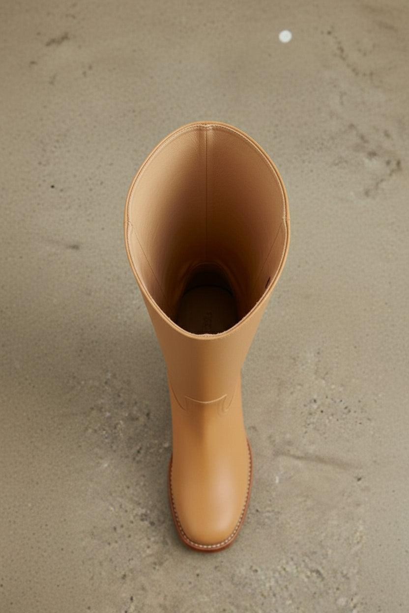 interior-view - Women's Handmade Cognac Brown Knee-High Leather Classic Riding Boots