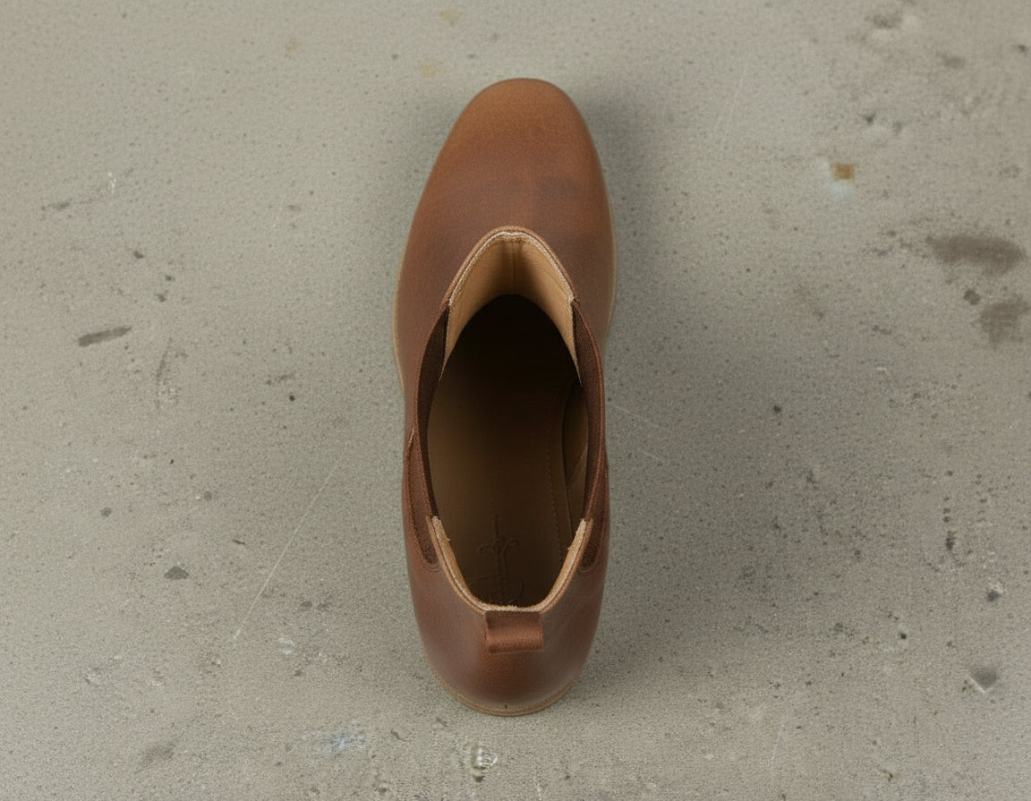 interior-view - Women's Handmade Cognac Brown Leather Chelsea Boots